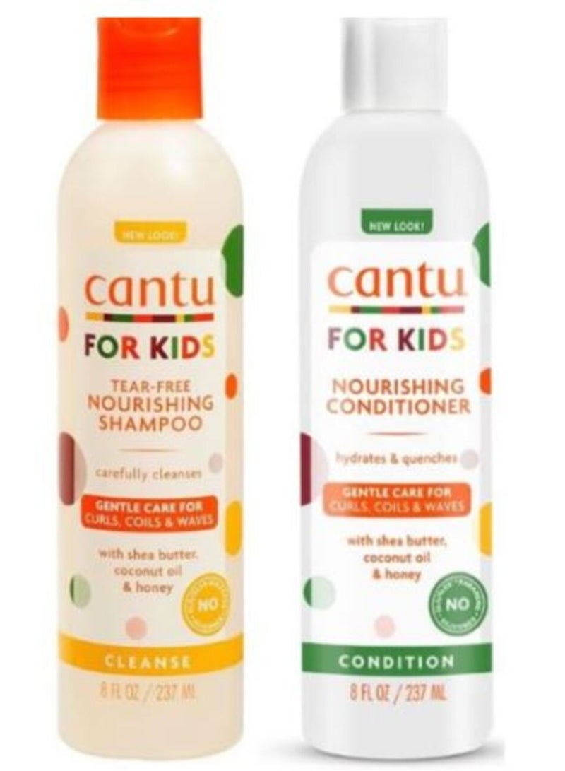 Cantu For Kids Hair Care Set – Nourishing Tear-Free Shampoo & Conditioner for Curly Hair 237ml  2PC